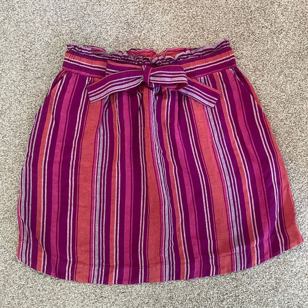 A New Day Linen Blend Knee Length Skirt with Paper Bag Waist - Size L